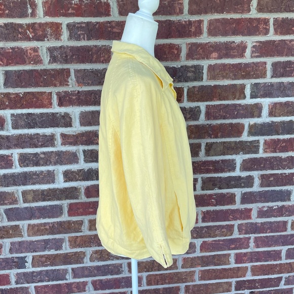 Kim Rogers Yellow Linen Blend 3/4 Sleeve Open Top Size  Petite Large - Picture 3 of 10